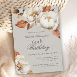 Luxury Fall Floral 60th Birthday Party Invitation<br><div class="desc">A beautifully elegant 60th birthday party invitation for the autumn months, this feminine design features elegant ivory watercolor florals and fall leaves bordering your text. It makes a perfect choice for birthday celebrations in the autumn months. Note: the 60th birthday title can be personalized for any age birthday. Personalize the...</div>