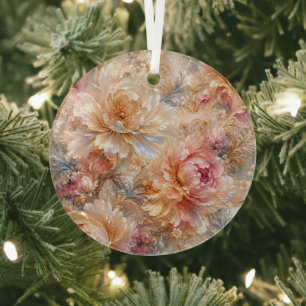 Luxury Fantasy Blooms Glass Ornament