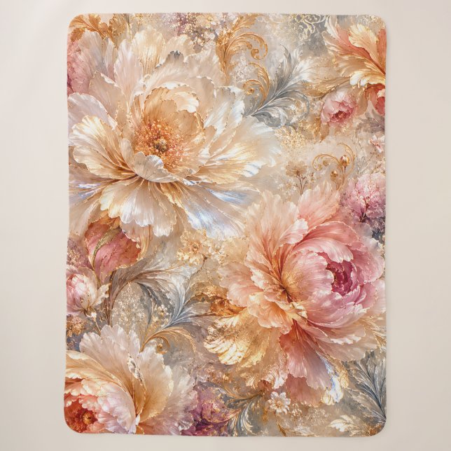 Luxury Fantasy Blooms Sherpa Blanket (Front)