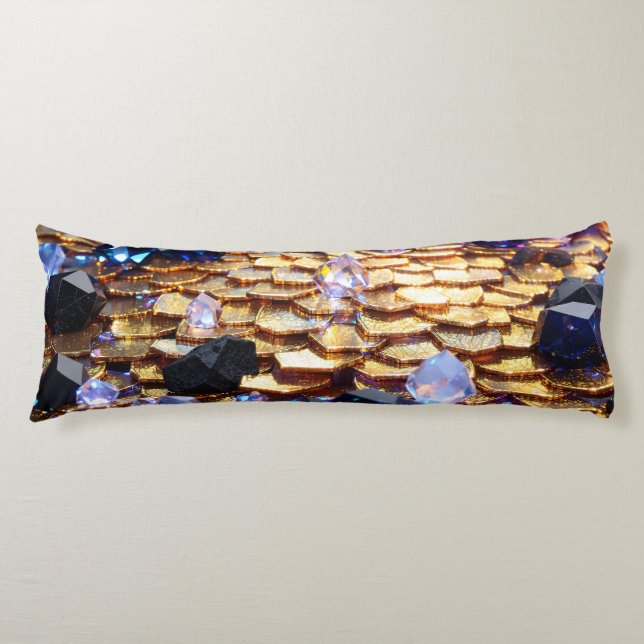 Luxury Fantasy Gemstone Abstract  Body Pillow (Front)