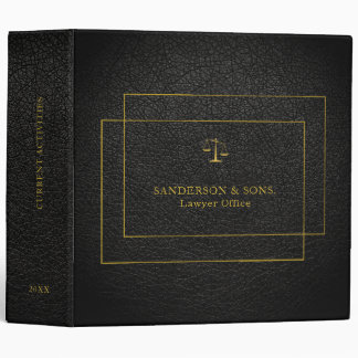 Luxury faux black leather gold typography lawyer binder