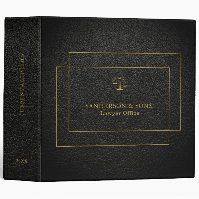 Luxury faux black leather gold typography lawyer binder (Front/Spine)