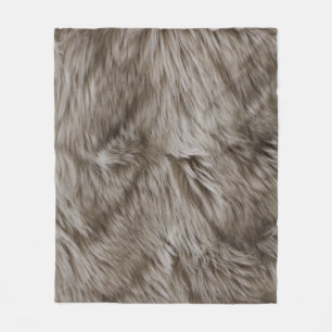 Luxury Faux Fur Print Beige Tan Mink Animal Hair Fleece Blanket