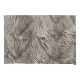 Luxury Faux Fur Print Beige Tan Mink Animal Hair Pillowcase