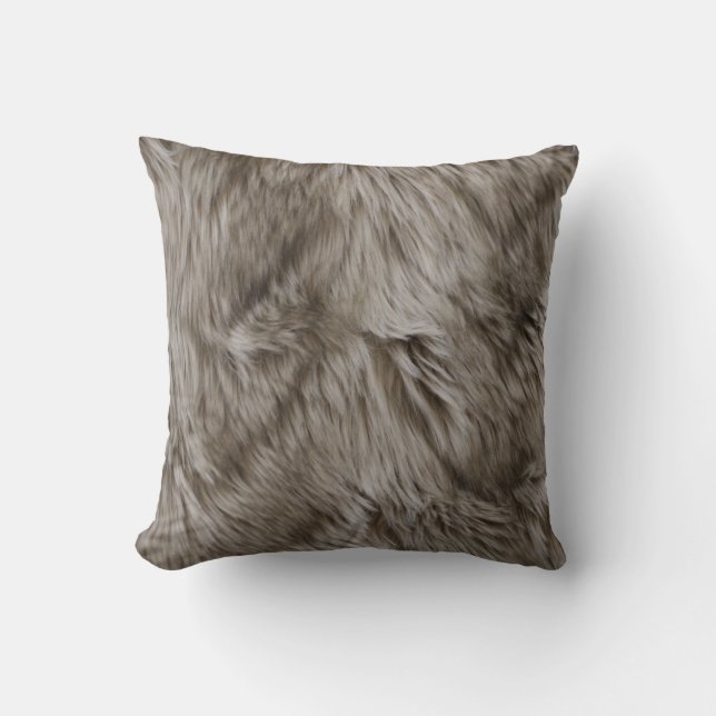 Luxury Faux Fur Print Beige Tan  Mink Animal Hair  Throw Pillow (Front)