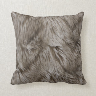 Luxury Faux Fur Print Beige Tan Mink Animal Hair Throw Pillow