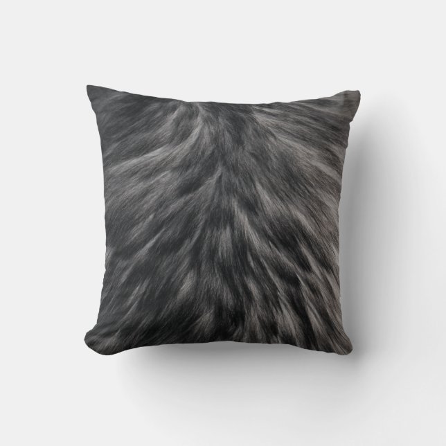 Luxury Faux Fur Print Black Grey Mink Animal Hair  Throw Pillow (Front)