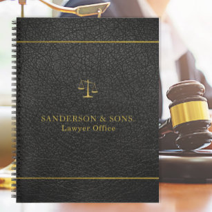 Luxury faux gold and black leather lawyer office notebook