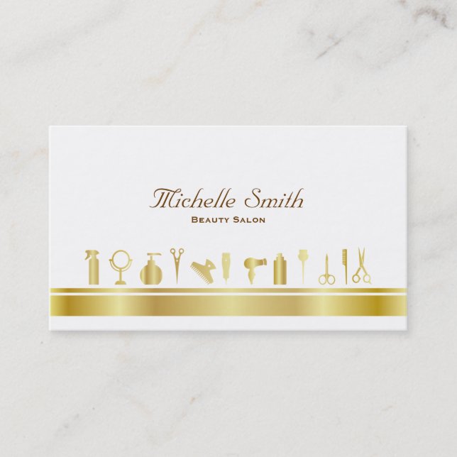 Luxury Faux Gold Cosmetics Beauty Salon Business Card (Front)