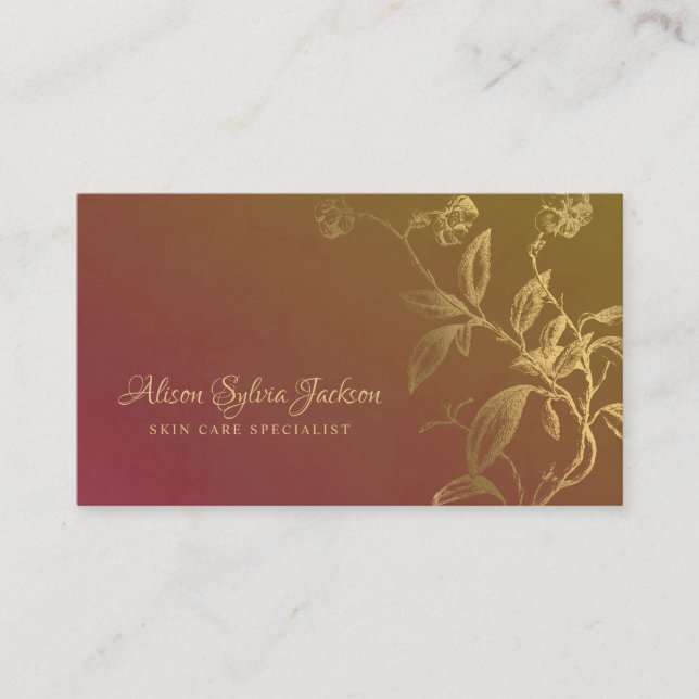 Luxury faux gold foil terracotta elegant business card (Front)