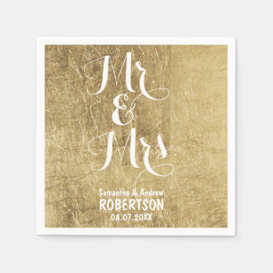 Luxury faux gold leaf wedding napkin