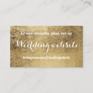 Luxury faux gold leaf wedding website enclosure card