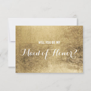 Luxury faux gold leaf Will you be my maid of honou Invitation