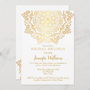 Luxury Faux Gold Mandala White Bridal Brunch Invitation