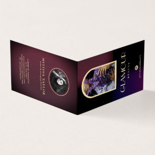 Luxury Faux Gradient Violet and Burgundy 2 Photos Business Card