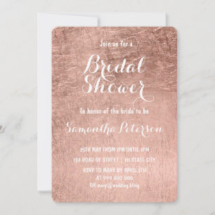 Luxury faux rose gold leaf bridal shower invitation