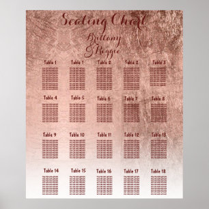 Luxury faux rose gold leaf table seating chart 18