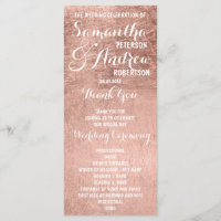 Luxury faux rose gold leaf Wedding Program