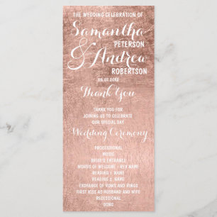Luxury faux rose gold leaf Wedding Program