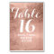 Luxury faux rose gold leaf wedding table number