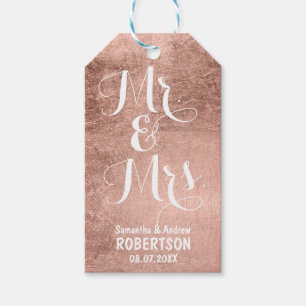 Luxury faux rose gold leaf wedding Thank you Gift Tags