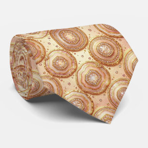 Luxury Faux Silk Rose Gold Geode Neck Tie