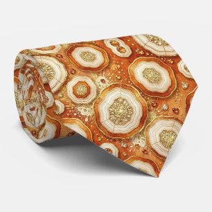 Luxury Faux Silk Rust + Gold Geode Neck Tie