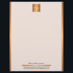 Luxury feminine blush pink copper gold monogram letterhead<br><div class="desc">Monogrammed glam feminine faux copper gold metallic geometric and blush pink vintage romantic letterhead. Suitable for beauty salons and spas, hair and fashion stylists and owners, boutique managers, jewellery designers, luxurious products crafters, photographers, cosmetologists, estheticians, beauticians, wedding planners, lifestyle bloggers, or any other independent professionals or women services businesses. Easy...</div>