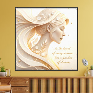 Luxury Feminine Portrait with Inspirational Quote Canvas Print