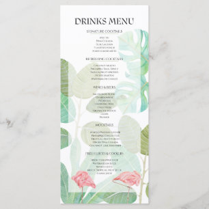 Luxury Flamingo,Tropical foliage wedding drinks  Menu