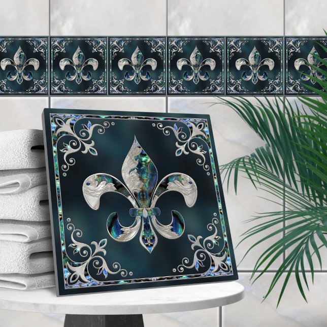 Luxury Fleur-de-lis - Abalone Shell and Pearl Tile (Creator Uploaded)