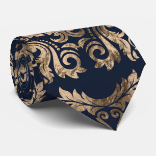 Luxury Fleur-de-lis Ornament - gold and dark blue Tie