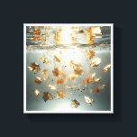 Luxury Floating Golden Leaves - Ethereal Underwate Canvas Print<br><div class="desc">A stunningly ethereal abstract composition featuring metallic gold leaves floating gracefully underwater. This design captures the play of light through crystal-clear water,  with shimmering bubbles and gold dust creating a magical,  dreamlike atmosphere. Ideal for high-end home decor,  calming spa interiors,  or as a sophisticated seasonal statement piece.</div>