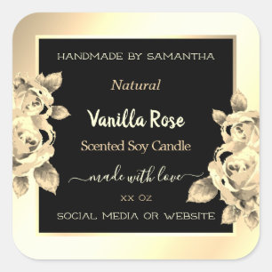 Luxury Floral Black Gold Product Packaging Labels