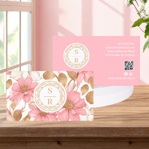 Luxury Floral Botanical Monogram Logo Watercolor Business Card