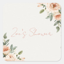 Luxury Floral Bridal Shower Envelope Seal | Blush