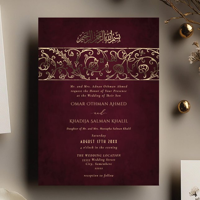 Luxury Floral Burgundy & Gold Islamic Wedding (Creator Uploaded)