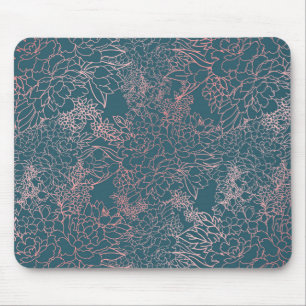 Luxury floral coral strokes doodles design mouse pad
