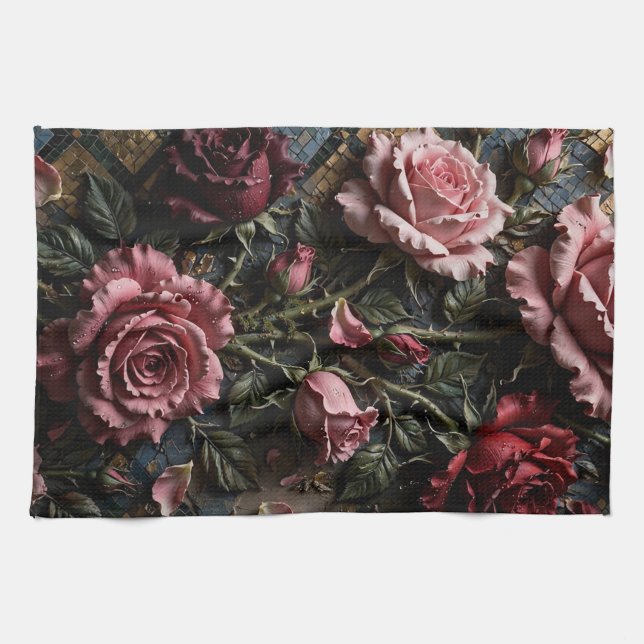 Luxury Floral Decorative  Kitchen Towel (Horizontal)