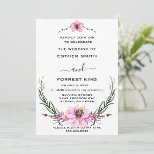 Luxury Floral Design Pink & Purple Floral Wedding Invitation