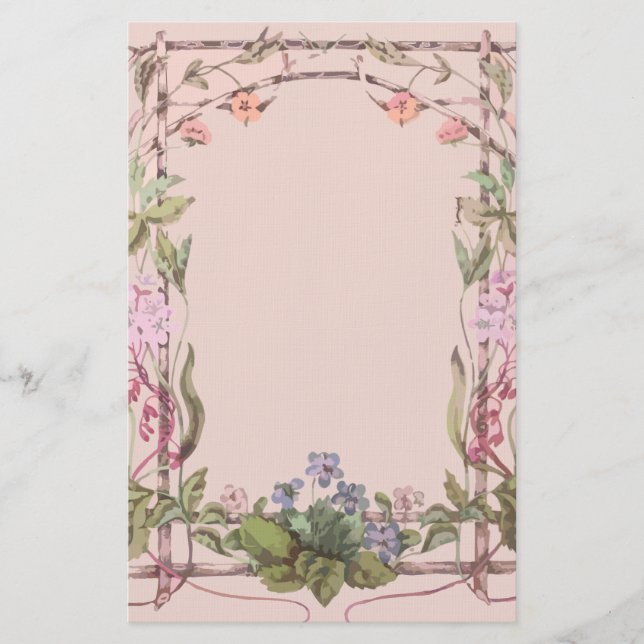 Luxury floral meadow linen stationery (Front)
