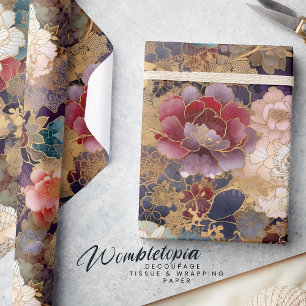 Luxury Floral   Pink & Purple Peonies with Gold  Wrapping Paper