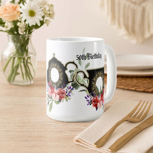 Luxury Floral Teapot Afternoon Tea 50th Birthday Coffee Mug