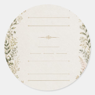 Luxury Floral Wedding Invitation Classic Round Sticker