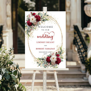 Luxury Floral Wedding Welcome Sign with Gold
