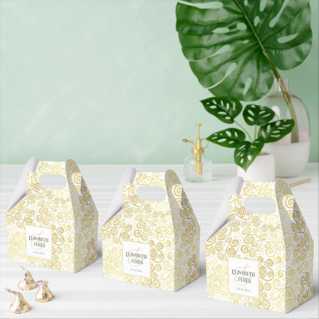 Luxury Flourish Chic Winter White And Gold Wedding Favor Box (Multiple)