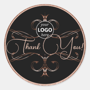 Luxury Flourish Rose Gold Thank You Labels Logo