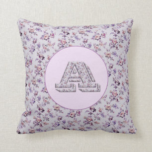 Luxury Flowers Monogram A Throw Pillow