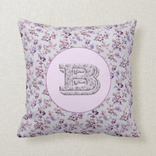 Luxury Flowers Monogram B Throw Pillow