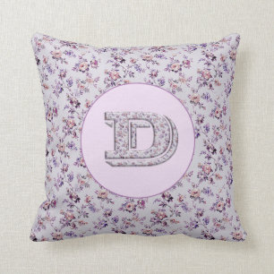 Luxury Flowers Monogram D Throw Pillow